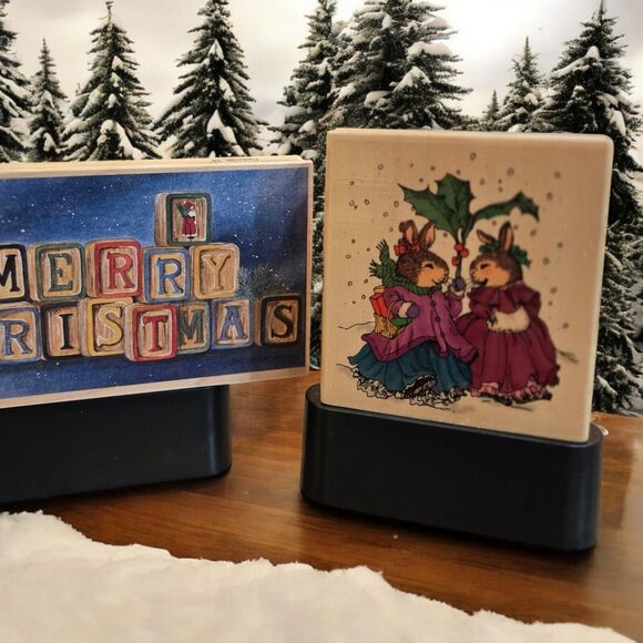 Susan Wheeler Holly Pond Hill Snow Bunnies & Jamie Carter Christmas Rubber Stamp - Picture 1 of 16